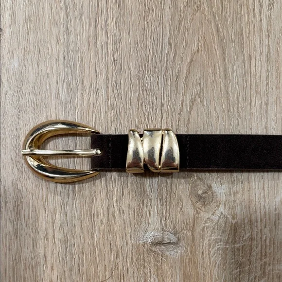 Elegant modern Brown faux suede Leather Belt with Gold Buckle 100cm size large - Picture 5 of 7